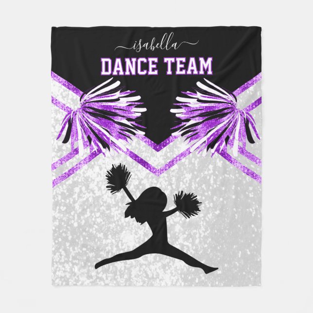 Dance Team Purple, Black and White  Fleece Blanket (Front)