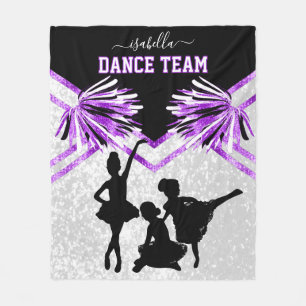 Dance Team Purple, Black and White Fleece Blanket