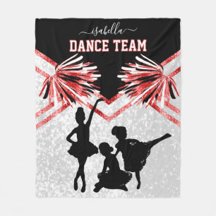 Dance Team Red, Black and White Fleece Blanket