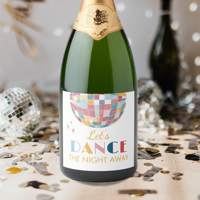 Dance the Night Away Retro Disco Ball Sparkling Wine Label (Creator Uploaded)