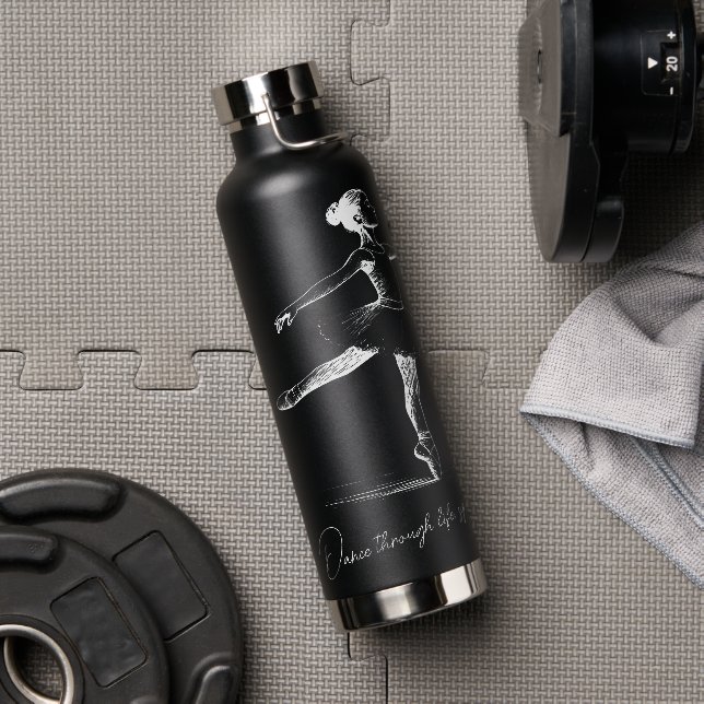 Dance through Life, Pencil Ballerina Personalized Water Bottle (Gym (Rotated))