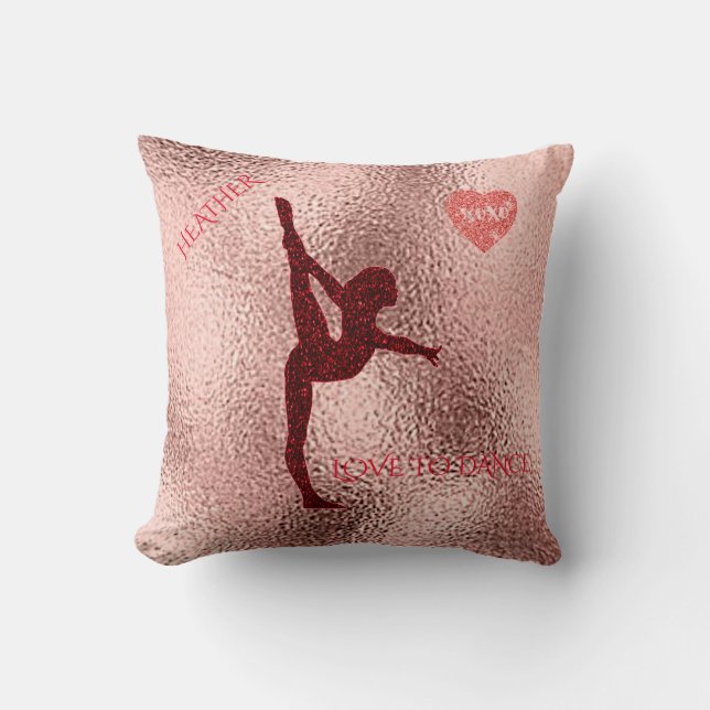 Dance throw pillow with personalized name. (Front)
