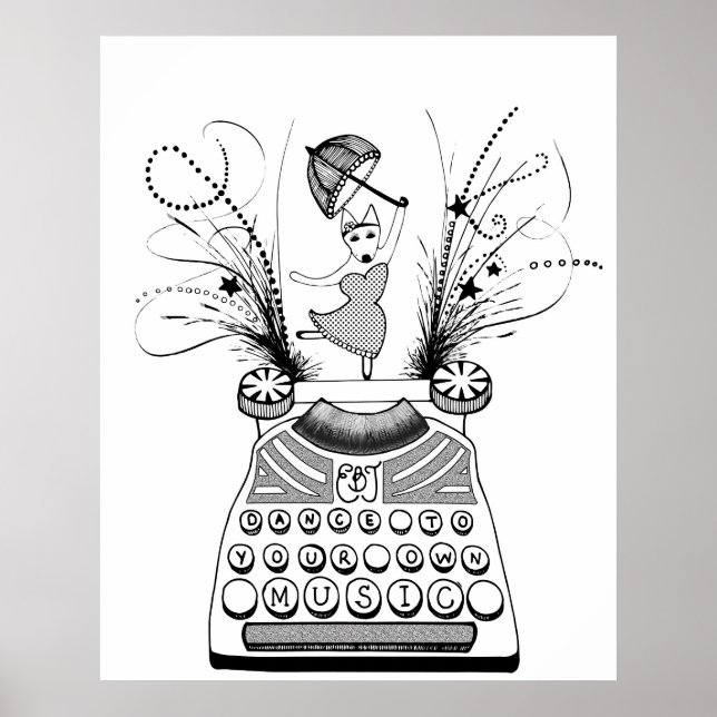 Dance to your own music Happy Bull Terrier  Poster (Front)