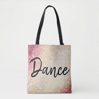 Dance Tote Bag | Faux Gold and Pink Glitter
