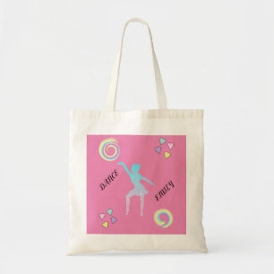 Dance tote bag with hearts & swirls.