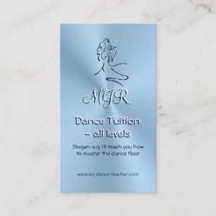 Dance Tutor, Monogram, Dancers Logo, ice blue Business Card