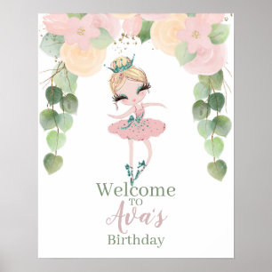 DANCE & TWIRL  BALLERINA BIRTHDAY   FLORAL  POSTER