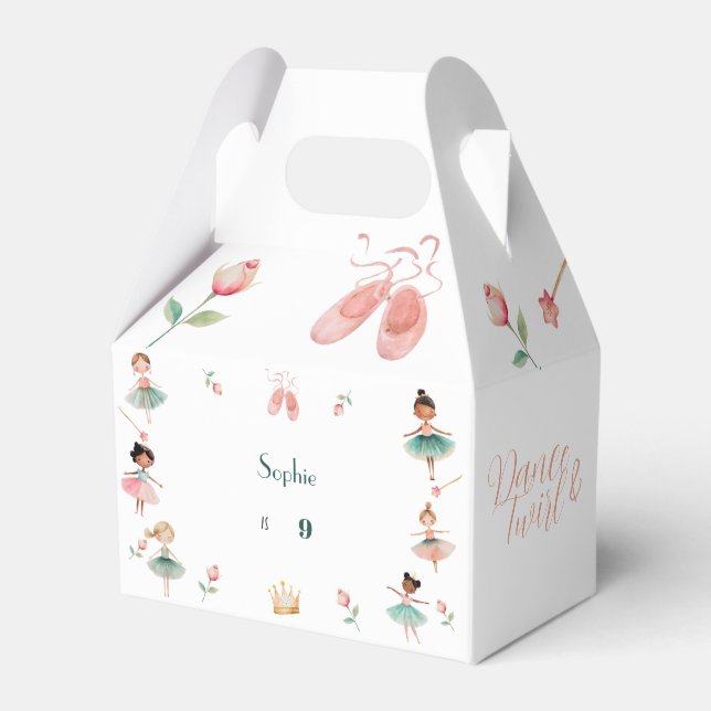 Dance & twirl girl birthday party favor box (Front Side)