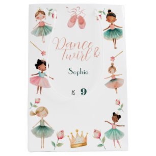 Dance & twirl girl birthday party medium gift bag
