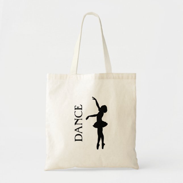 Dance Typography with Ballerina Silhouette Tote Bag (Front)