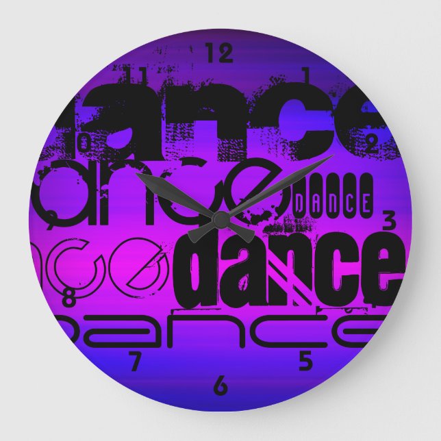 Dance; Vibrant Violet Blue and Magenta Large Clock (Front)