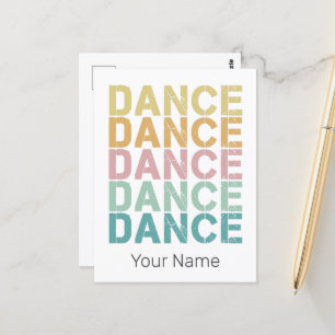 Dance Vintage Lettering For Retro Disco House Postcard
