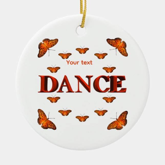 Dance with butterflies design ceramic ornament (Front)