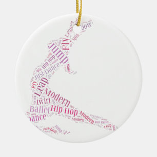 Dance Word Cloud Pink Ceramic Ornament