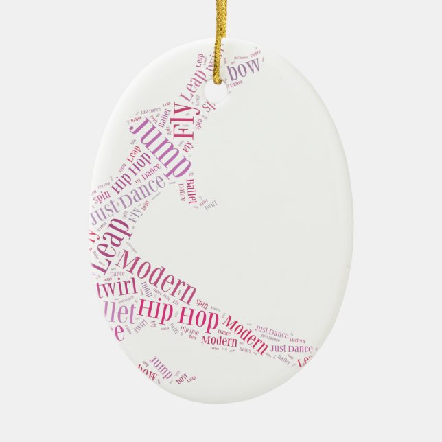 Dance Word Cloud Pink Ceramic Ornament (Front)