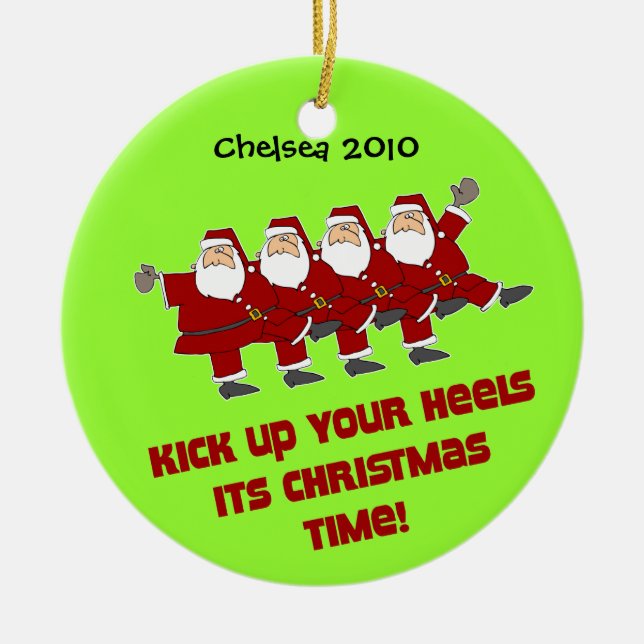 DanceChick Santa Kicks personalized ornament (Front)