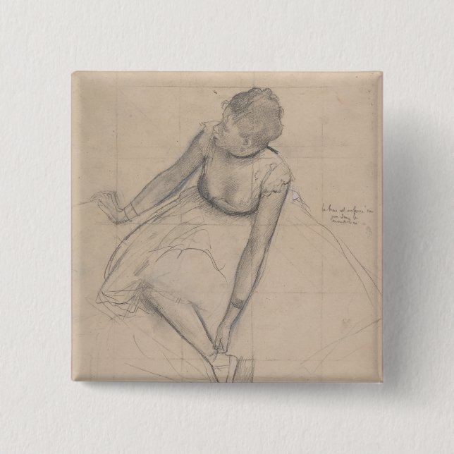 Dancer Adjusting Her Slipper 2 Inch Square Button (Front)