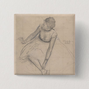 Dancer Adjusting Her Slipper 2 Inch Square Button