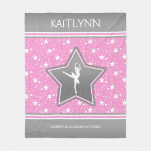 Dancer Among the Stars in Pink with YOUR NAME Fleece Blanket