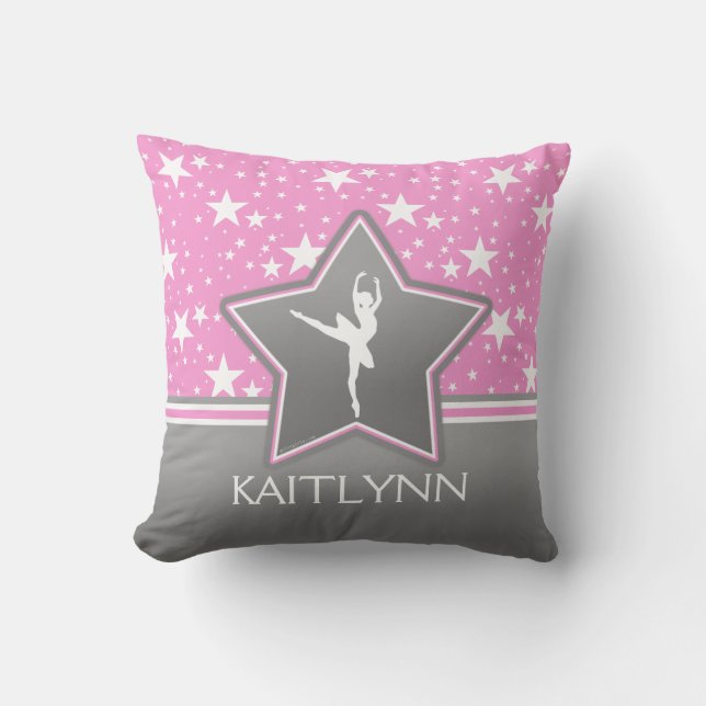 Dancer Among the Stars in Pink with YOUR NAME Throw Pillow (Front)