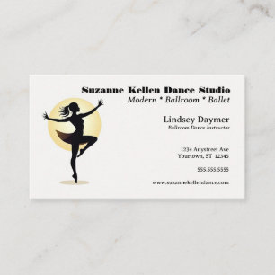 Dancer and Spotlight Dance Instructor Dance Studio Business Card