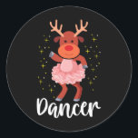 Dancer Christmas Dancing Reindeer Cute Deer Dancer Classic Round Sticker<br><div class="desc">Dancer Christmas Dancing Reindeer Cute Deer Dancer Dance</div>