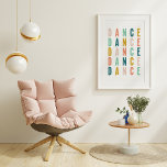 Dancer Dance Simple Colorful Typography Design Poster<br><div class="desc">Celebrate your love of dance with this fun typography design of the word DANCE in colorful lettering.</div>