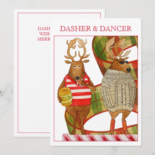 DANCER DASHER 5x7 Carte de Noël plate (Devant / Derrière)