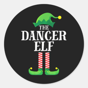 Dancer Elf Matching Family Group Christmas Party Classic Round Sticker