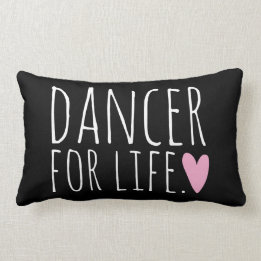 Dancer For Life Black with Heart Lumbar Pillow