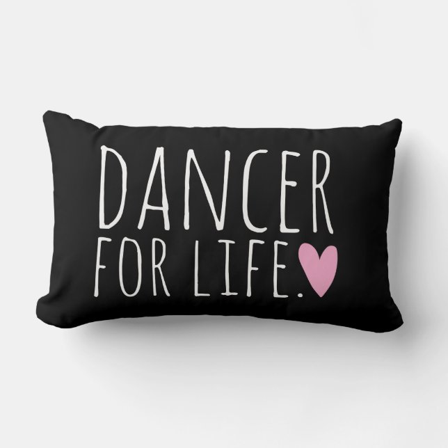 Dancer For Life Black with Heart Lumbar Pillow (Front)