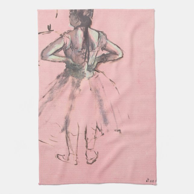 Dancer from Back, Hands on Hips by Edgar Degas Kitchen Towel (Vertical)