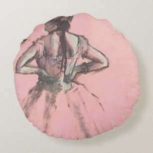 Dancer from Back, Hands on Hips by Edgar Degas Round Pillow