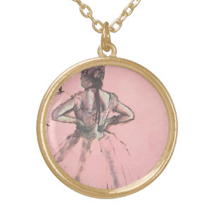 Dancer from the Back by Edgar Degas Vintage Ballet Gold Plated Necklace