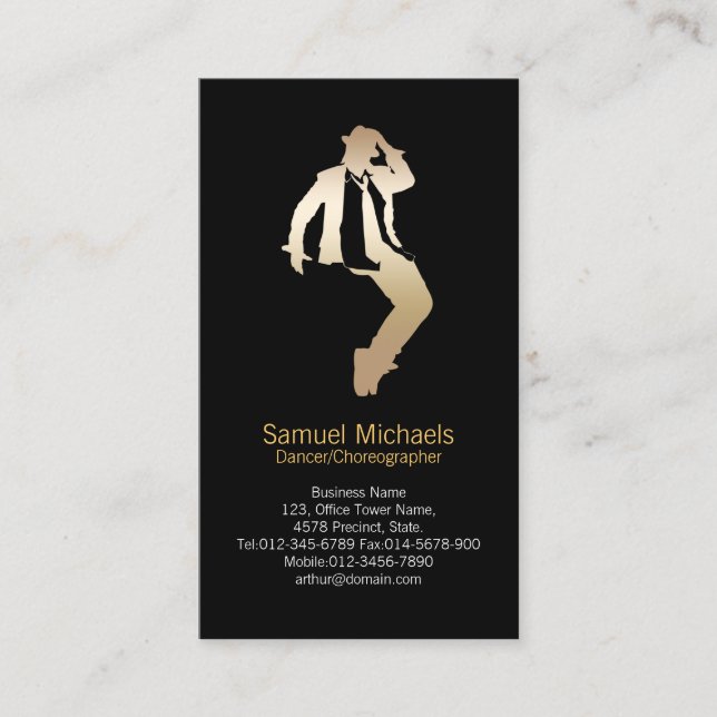 Dancer Gold Silhouette Dancer Carte de visite (Devant)