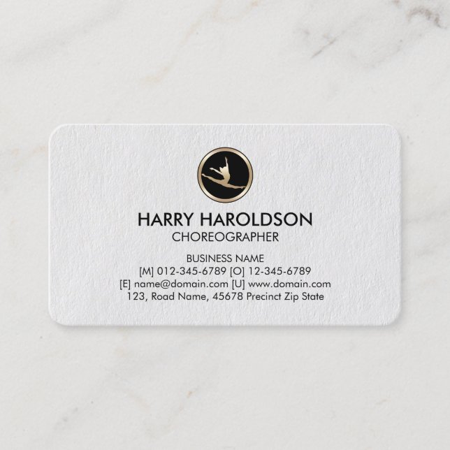 Dancer Icon Choreographer Premium Business Card (Front)