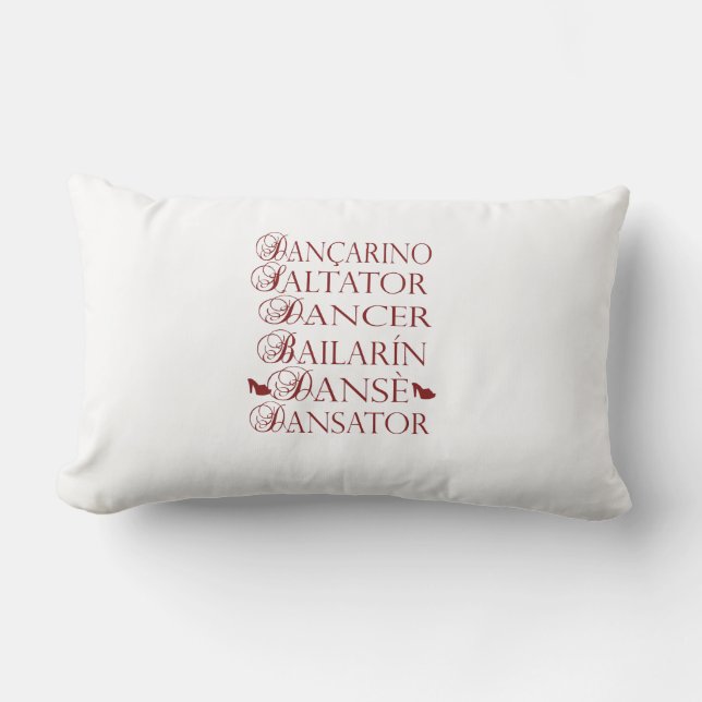 Dancer in multiple languages Romanian Portuguese Lumbar Pillow (Front)