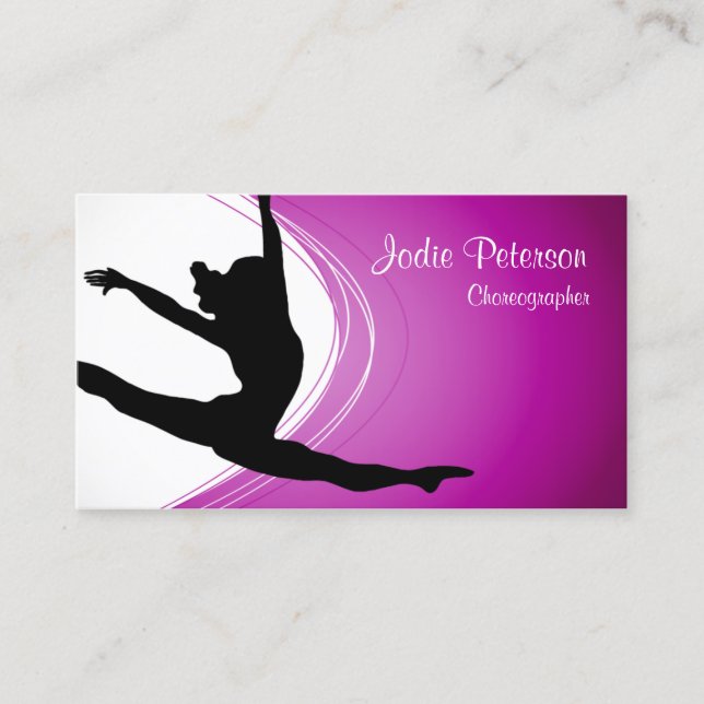 Dancer Jette Leap Silhouette Fuschia Carte de visi (Devant)