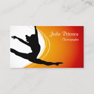 Dancer Jette Leap Silhouette Orange Carte de visit