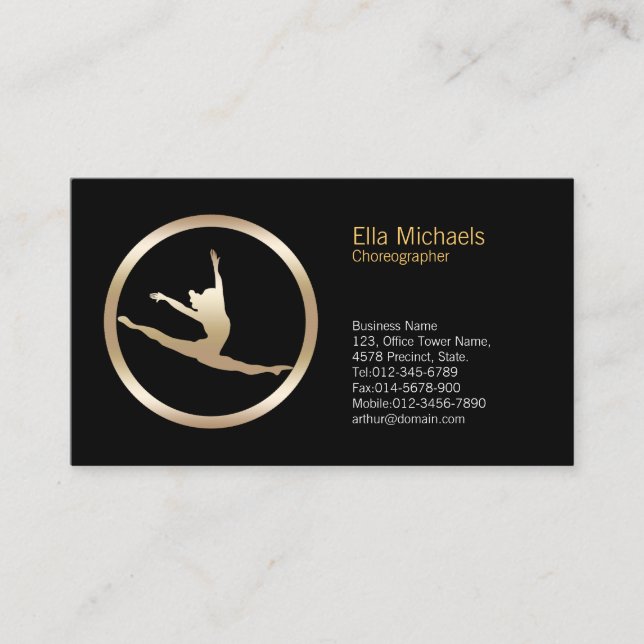 Dancer Leap Icon Dancer Business Card (Front)