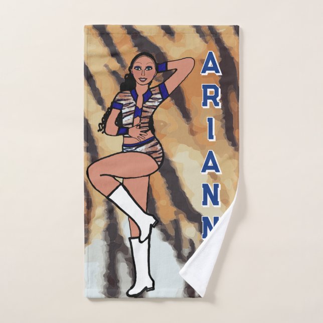 Dancer/Majorette Hand Towel Blue Tiger #1 (Hand Towel)