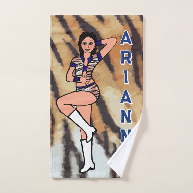 Dancer/Majorette Hand Towel Blue Tiger #2 (Hand Towel)