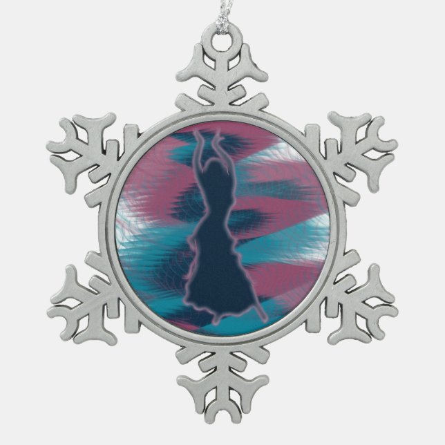 Dancer *Mako* Snowflake Pewter Christmas Ornament (Front)