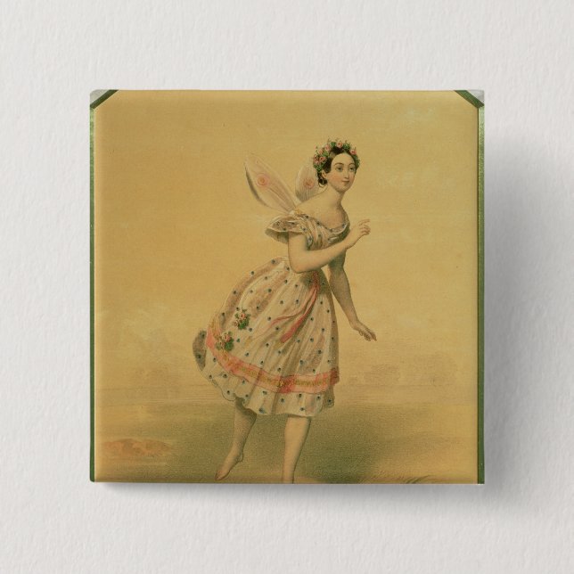 Dancer Maria Taglioni 2 Inch Square Button (Front)