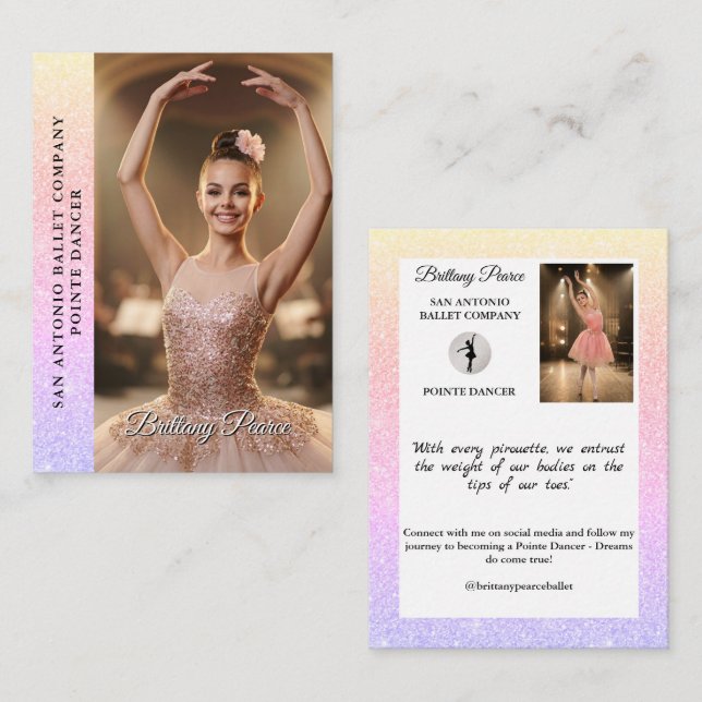 Dancer Meet & Greet Photo Cards Rainbow Glitter (Front/Back)