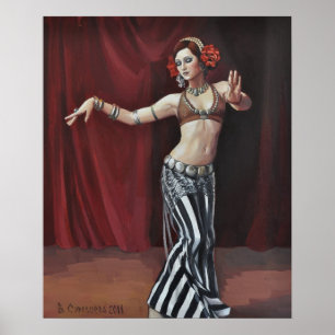 Dancer on dark red poster
