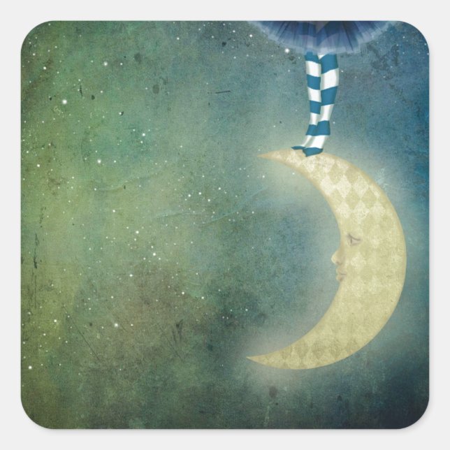 dancer on the moon square sticker (Front)