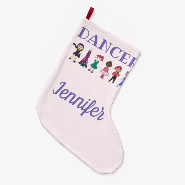 DANCER Personalized Purple Pink Ballet Tap Jazz Large Christmas Stocking (Front (Hanging))
