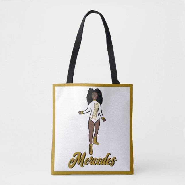 Dancer Personalized Tote White/ Gold Tiger A Bag (Front)