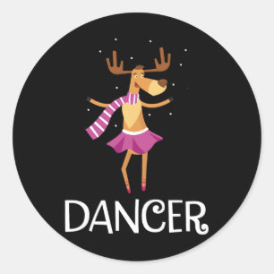 Dancer Prancer Christmas Dancing Reindeer  Classic Round Sticker